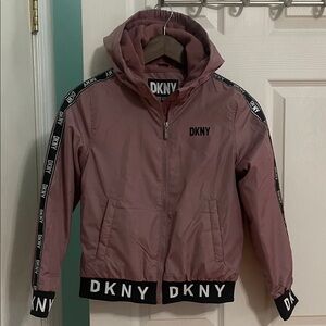 DKNY Mauve Hooded Jacket with Logo Accents